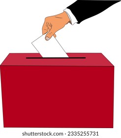 Imagen vectorial de una mano que coloca las papeletas en la caja electoral, formato eps