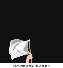 vector illustration of a hand raising a white flag in surrender