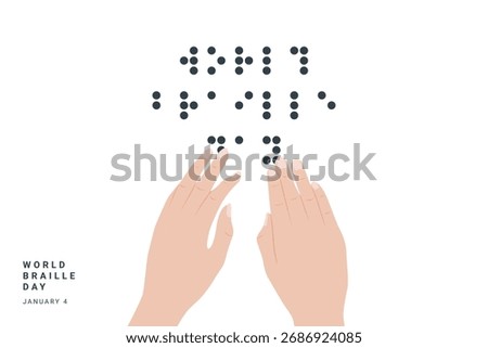 Vector illustration of a hand reading World Braille Day wording, symbolising accessibility, inclusion, and awareness