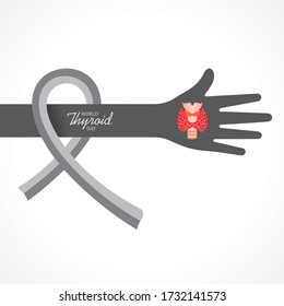 Vector illustration of a hand and ribbon for the World Thyroid Day which is held on May 25th. 