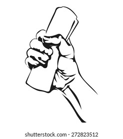 Vector illustration of  hand and roll paper