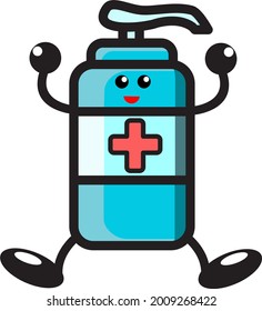 vector illustration of hand sanitiser kawaii style cute and smile