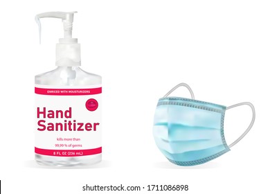 vector illustration of hand sanitize and face masking for health.