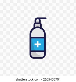 Vector illustration of hand sanitizer in blue colors and transparent background(png).