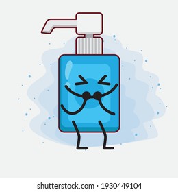 Vector Illustration of Hand Sanitizer Character with cute face, simple hands and leg line art on Isolated Background. Flat cartoon doodle style.