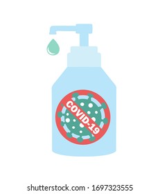 Vector illustration of hand sanitizer gel pump dispenser or alcohol to protect Covid-19 virus or coronavirus isolated on white background