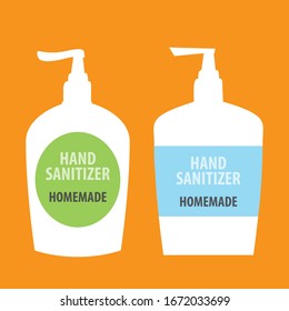 Vector illustration of hand sanitizer. Home Made.