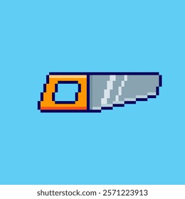 Vector Illustration of Hand Saw with Pixel Art Design, perfect for game assets themed designs