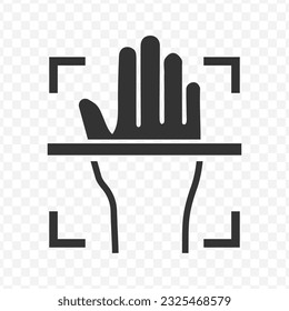 Vector illustration of hand scans icon in dark color and transparent background(PNG).