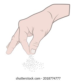 Vector illustration of a hand scattering grains