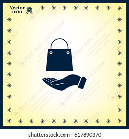 Vector illustration of hand with shopping bag



