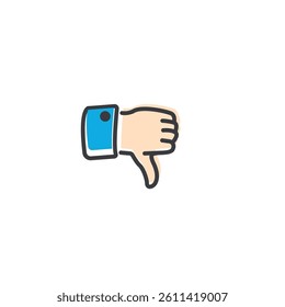 Vector illustration of a hand showing a dislike sign.