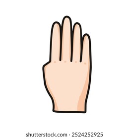 vector illustration of hand showing number four, isolated on white background