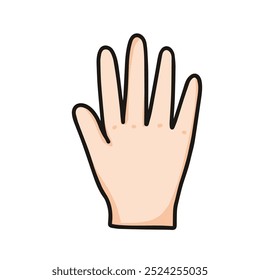 vector illustration of hand showing number five, hello gesture, raising hand, isolated on white background