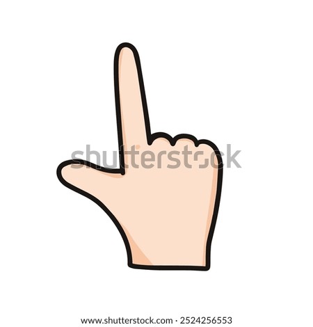 vector illustration hand showing number seven, cool sign, isolated on white background