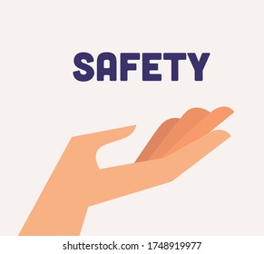 Vektorgrafik der Hand, die das Wort Sicherheit zeigt