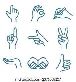 Vector illustration of hand sign icon  set.