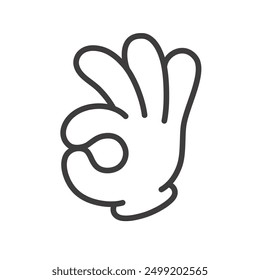 Vector illustration of a hand sign indicating "OK". The width of the outline of the vector data can be changed.