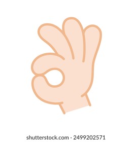 Ilustración vectorial de un signo de la mano que indica "OK". El ancho del contorno de los datos de Vector se puede cambiar.