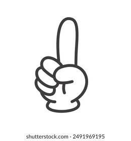 Vector illustration of a hand sign representing the number 1 with fingers. The width of the outline of the vector data can be changed.