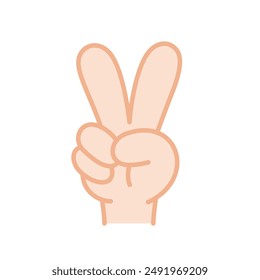 Ilustración vectorial de un signo de mano que representa el número 2 con los dedos. El ancho del contorno de los datos de Vector se puede cambiar.