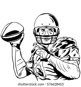 Vector illustration hand sketch of american football player