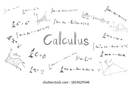 Vector illustration of hand sketch of mathematical formula and equations for educational concept. 