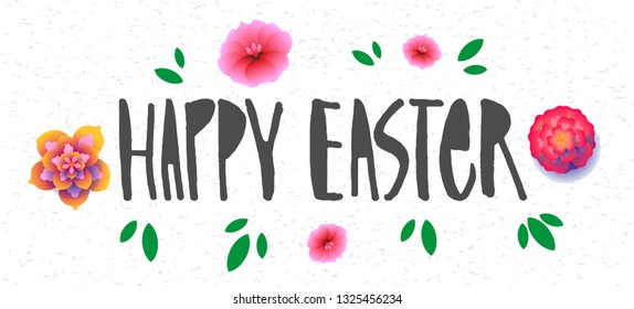Vector illustration with hand sketched lettering "Happy Easter". Template party, design, signboard, card, print, poster. Vector lettering typography poster.