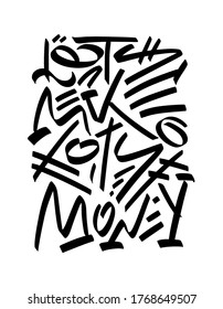 Vector illustration with hand sketched lettering "LET'S MAKE LOTS OF MONEY". Template for t-shirt, signboard, card, design, print, poster. Vector lettering typography poster.