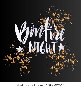 Vector illustration with hand sketched lettering "Bonfire night". Holiday template. Template cover, signboard, card, print, poster. Vector lettering typography poster.