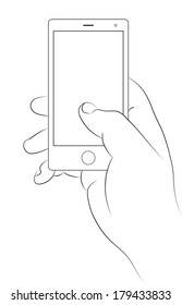 Vector illustration of hand with smartphone