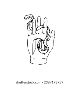 vector illustration of hand with snake