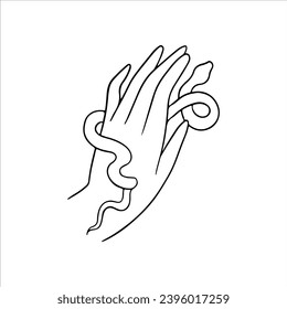 vector illustration of hand with snake
