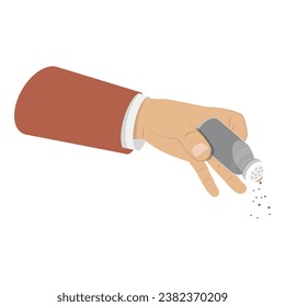 Vector Illustration of Hand with a Spice Shaker Set. Item 3