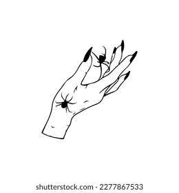 vector illustration of a hand with a spider