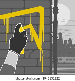 Mano De Ilustración Vectorial Con Pintura De Spray