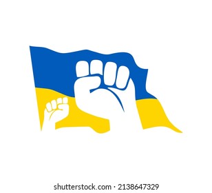 A vector illustration of hand Up for Stand with ukraine Sign