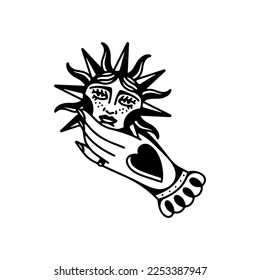 vector illustration of hand with sun concept
