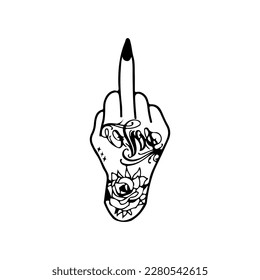 vector illustration of a hand with a tattoo