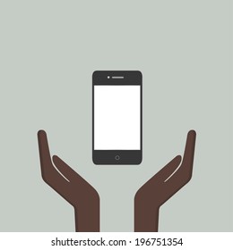 vector illustration of hand with telephone