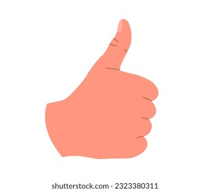 Vector illustration of hand thumb up or like sign. Thumb up hand gesture isolated on white background.