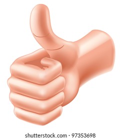 Vector illustration of hand thumb up on white background.