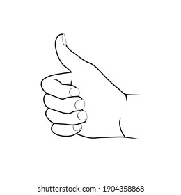 Vector illustration. Hand thumb up. Like. 