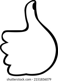 Vector illustration of a hand with thumb up, drawn in black and white