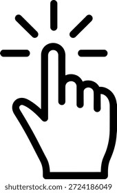 Ilustração vetorial de uma mão tocando em uma tela com um efeito de luz, adequado para projetos interativos e de interface do usuário.