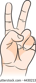 Vector illustration of a hand with victory sign