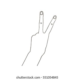 Vector illustration of a hand with victory sign