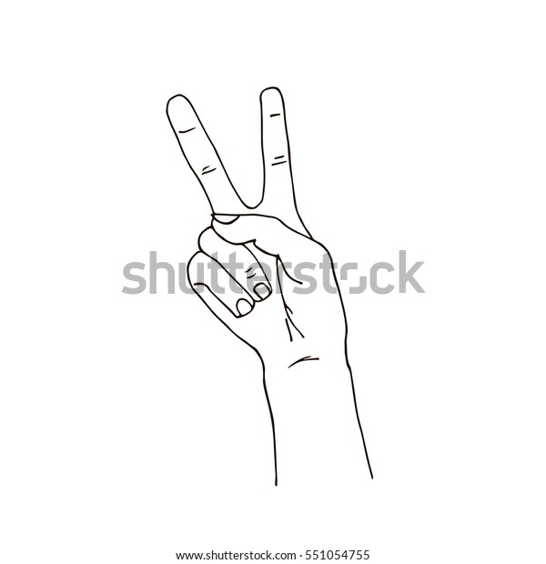 Vector Illustration Hand Victory Sign Stock Vector (Royalty Free) 551054755