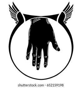 Vector illustration with a hand and a vignette