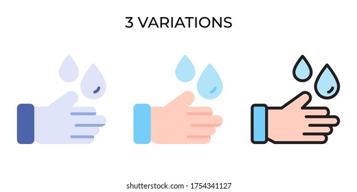 Vector illustration hand wash  icon or logo black color with flat, lineal, blue design style